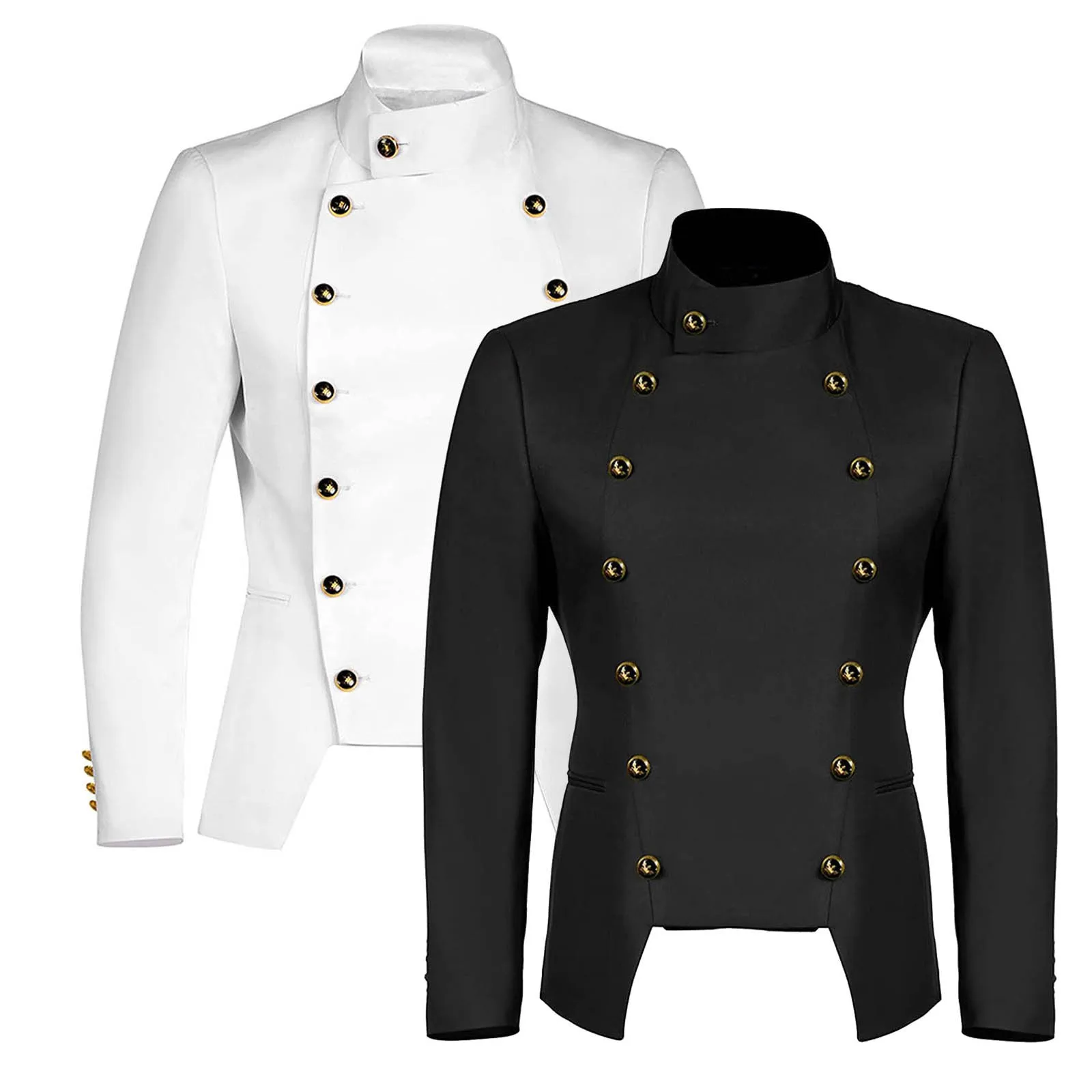 Men's Medieval Steampunk Slim Fit Blazers Halloween Cosplay Costume Male Double Breasted Long Sleeve Nightclub Party Suit Jacket