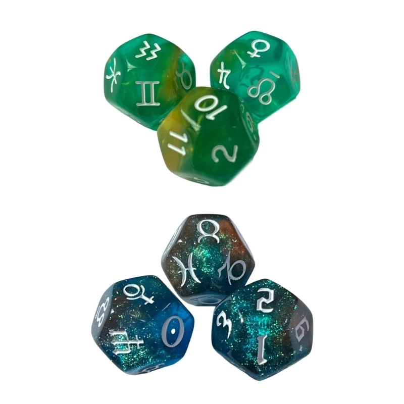 F1FD 3x Astrological Dice-12-sided Dice-Multifaceted-Constellation Dice-Acrylic-Dice