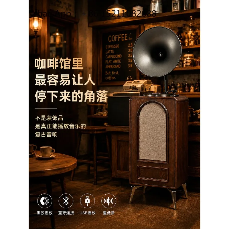 LLY medieval phonograph record player modern light luxury bluetooth solid wood audio vinyl integrated record player