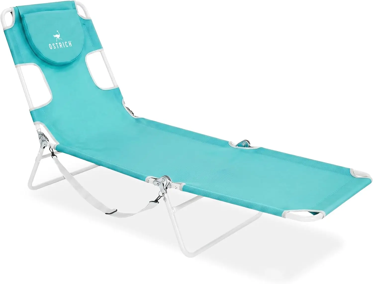72" Portable Reclining Chaise Lounge for Beach, Pool, Patio, Camping - Aqua