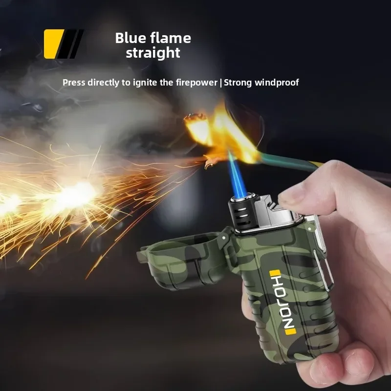 ولاعة شعلة تلسكوبية مقاومة للماء في الهواء الطلق، ولاعة بيوتان قابلة للنفخ مقاومة للرياح باللون الأزرق، مع أداة إشعال الحبل الخاصة به #5