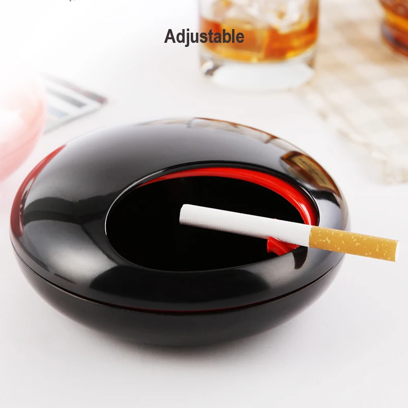 Creative Rotating Ashtray with Sliding Lid Desktop Windproof Smokeless Ash Tray For Office Home Decor Ashtray Gift for Men