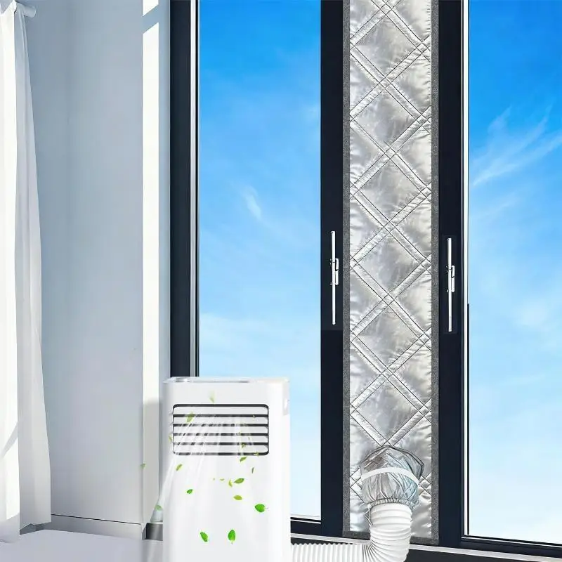 Thick Padded Air Conditioner Window Seal Kit Silver Coated Portable Windproof Easy Installation for Home AC Units