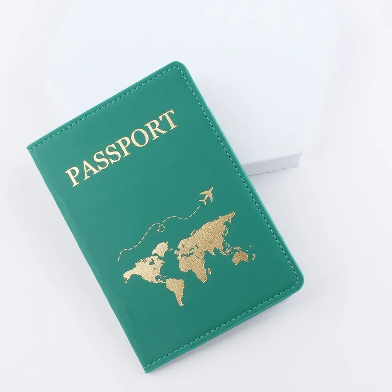 World Trip Passport Cover Case for International Travel Passport Holder PU with ID Credit Card Slot Pocket Passport Protector