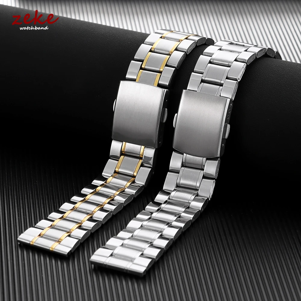 Edelstahl-Uhrenarmband, universelles Armband, faltbar, Sicherheitsschnalle, Armband, 12/14/16/18/20/22/24 mm, Uhrengürtel-Zubehör