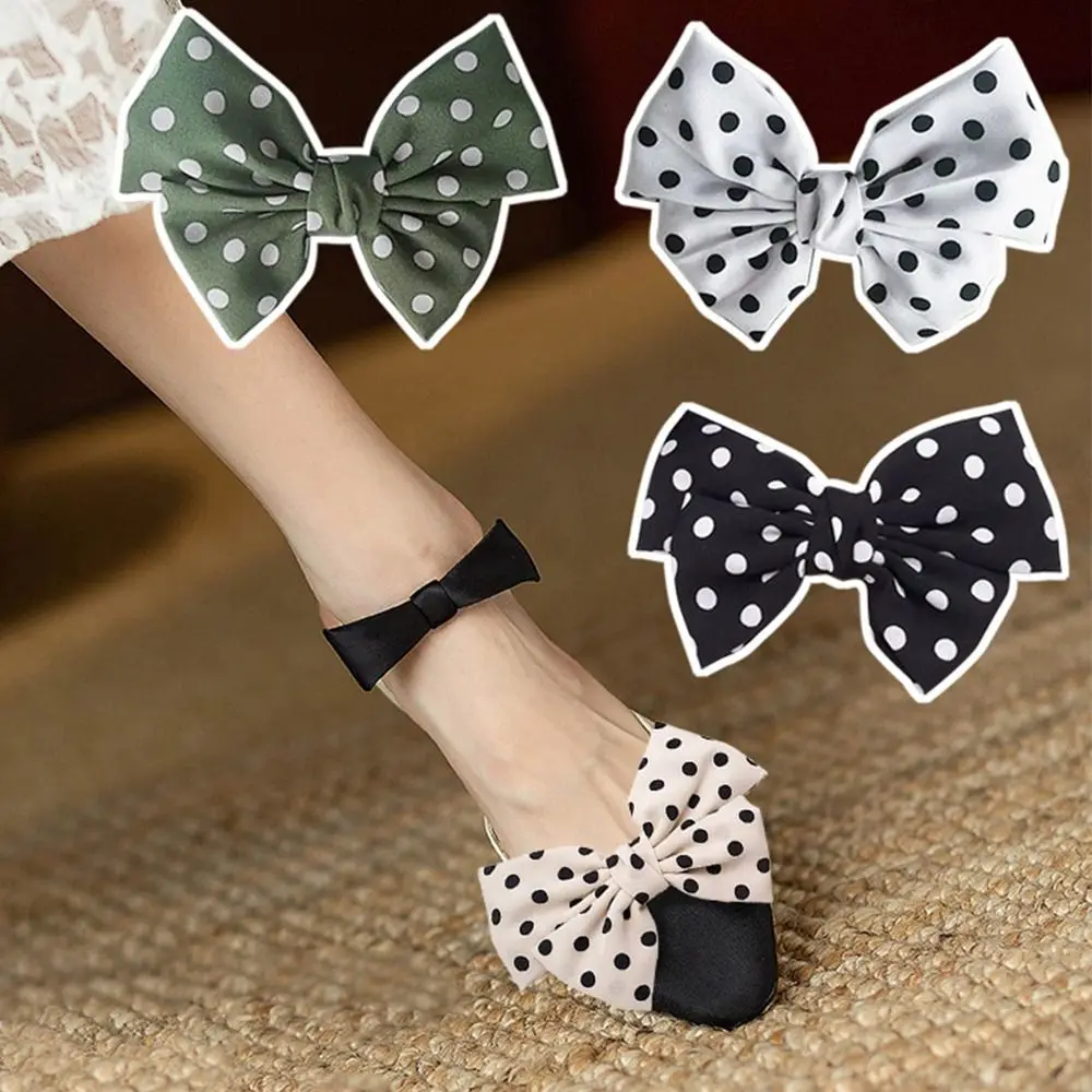 

1 pair Removable High Heel Lady Shoes Bow Ribbon Shoe Decorations Clip Charm Buckle Shiny Clips