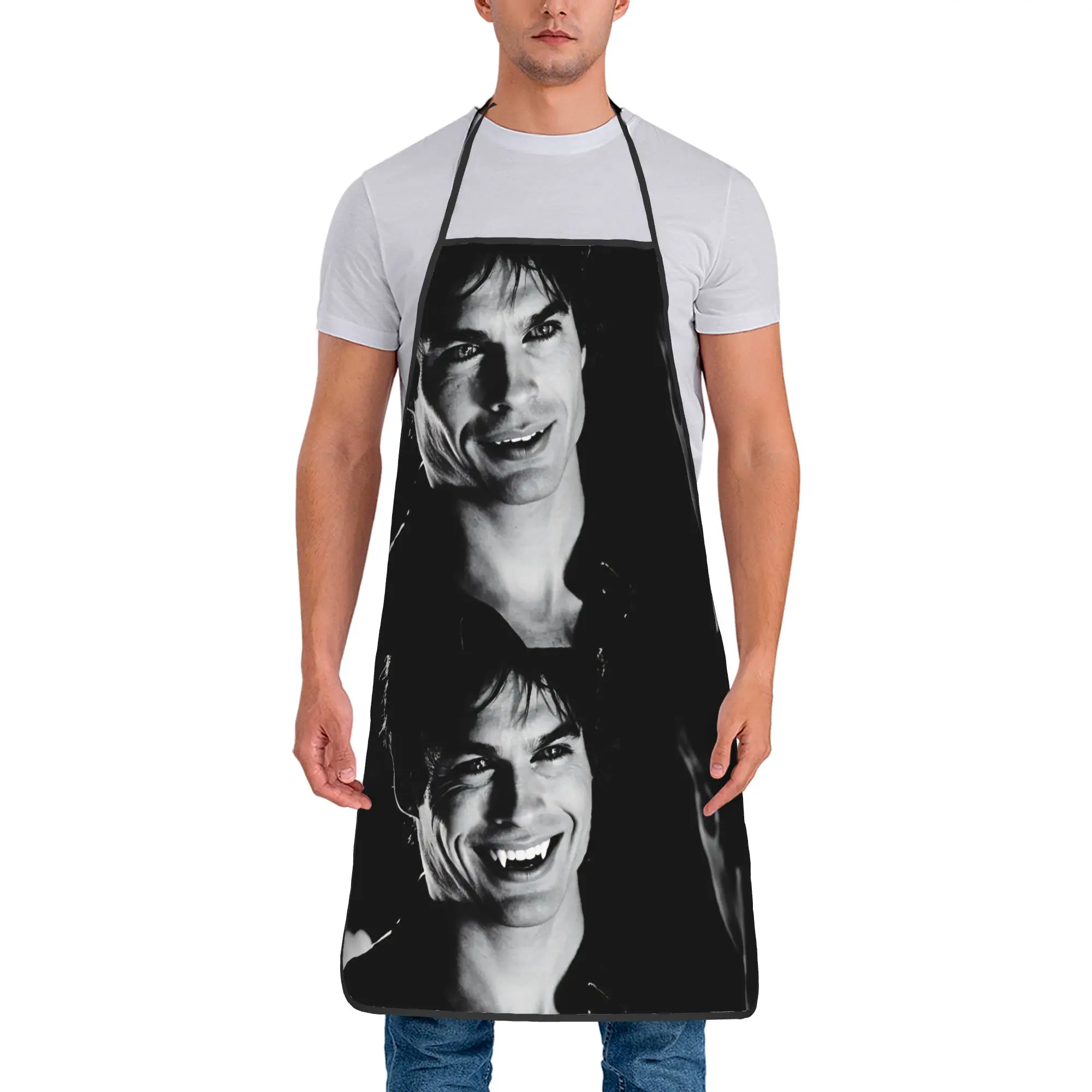 

Damon Salvatore Apron Home Adult Kitchen Accessories Cute Household Aprons without Pocket