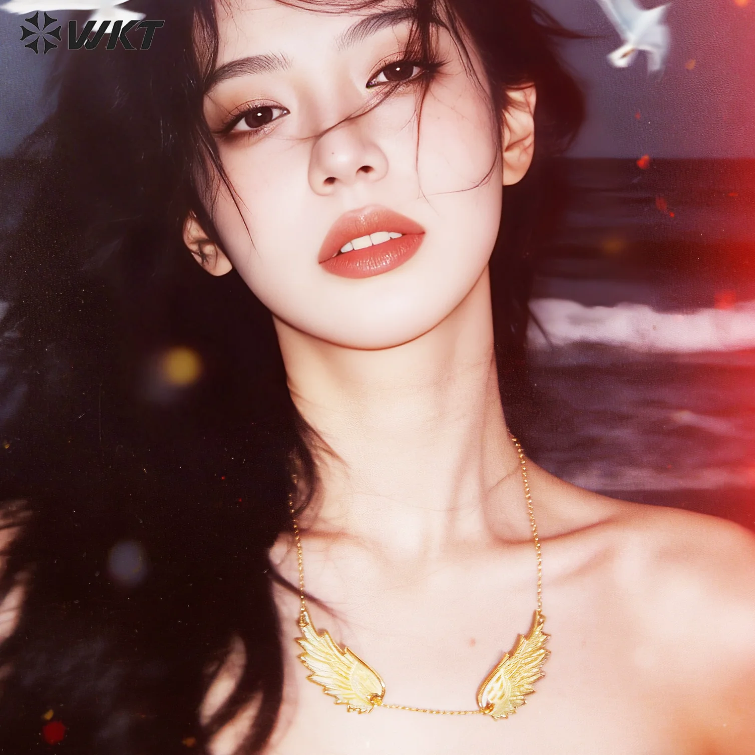 WT-JN385 WKT New Coming Natural Shell 16+2inch Feather Shape Necklace With 18k Real Gold Plated  For Women Jewelry