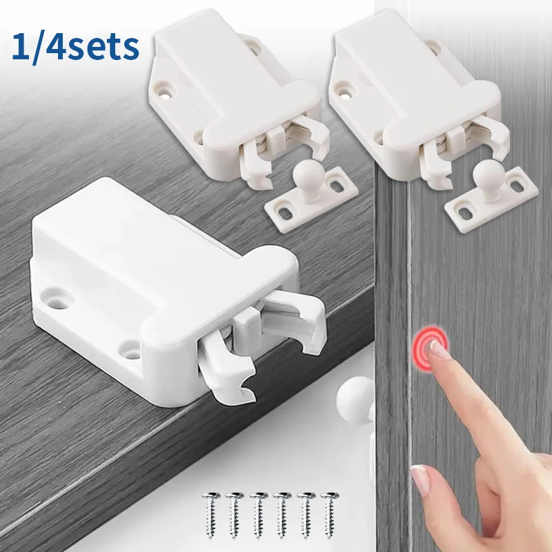 

1/4 комплекта дверных доводчиков, белые дверные пряжки с отскоком, подходят для шкафов, шкафов, обувных шкафов, мебельных дверных аксессуаров