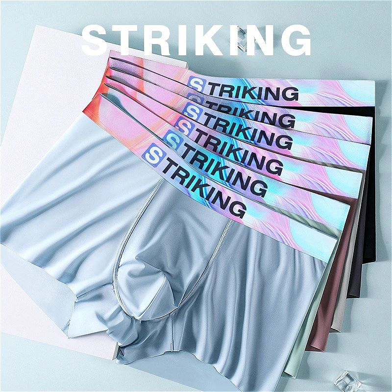 

Colorful Boxers Seamless Mens Sexy Underwear Ice Silk Cyberpunk Style Man Shorts U Pouch Underpant Ultra-thin Panties Breathable