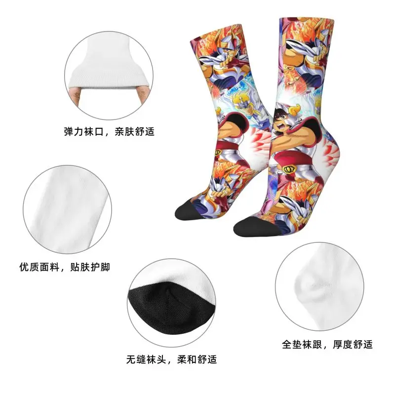 Calcetines de vestir personalizados Saintes Seiya Anime Manga calcetines de tripulación novedosos de moda cálidos para hombres y mujeres