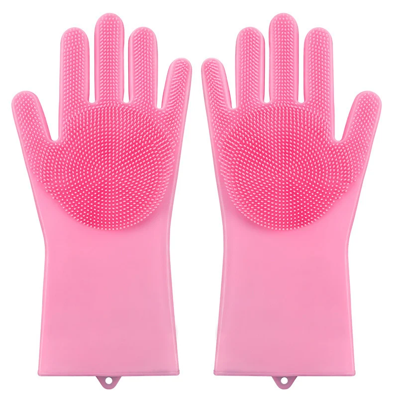 Reusable Silicone Household Gloves, Dishwashing Gloves With Scrubber, Household Kitchen Gloves, ​Pet Grooming