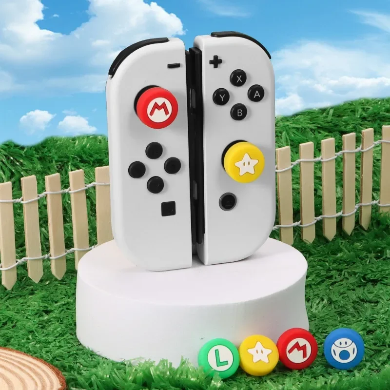 4 قطعة سوبر ماريو سيليكون متحكم الأصابع xbox one قبضة لنينتندو سويتش Ns Oled عصا التحكم غطاء وحدة التحكم واقية الملحقات