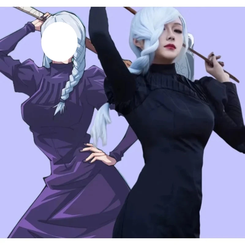 

Anime Meimei Jujutsu Cosplay Costume Mei Mei Black Dress A Complete Set of Clothing and Accessories Wig for Women Girls