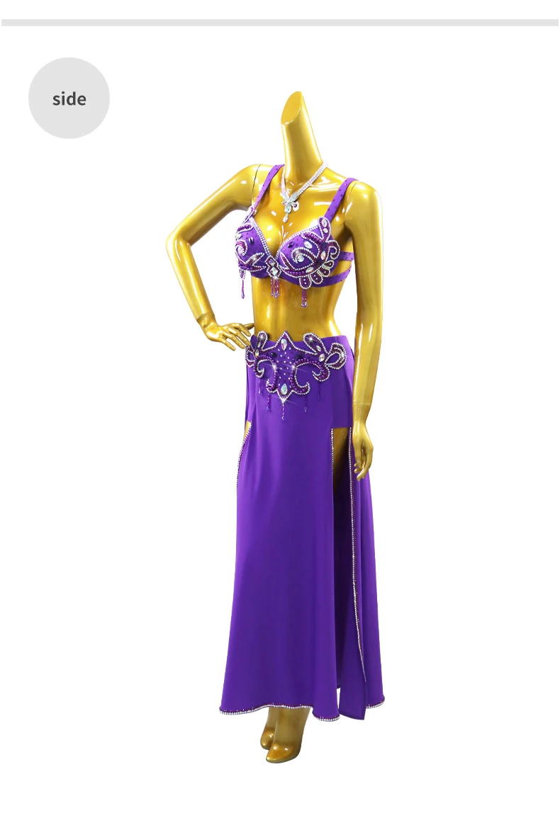 Damen Abend-Bauchtanzkleid, langer Rock, Tanzanzug, Tanzkleidung, orientalisches Bühnenkostüm, Bauchtanz-Performance-Outfit, Übungskleidung für Mädchen – Detail 8