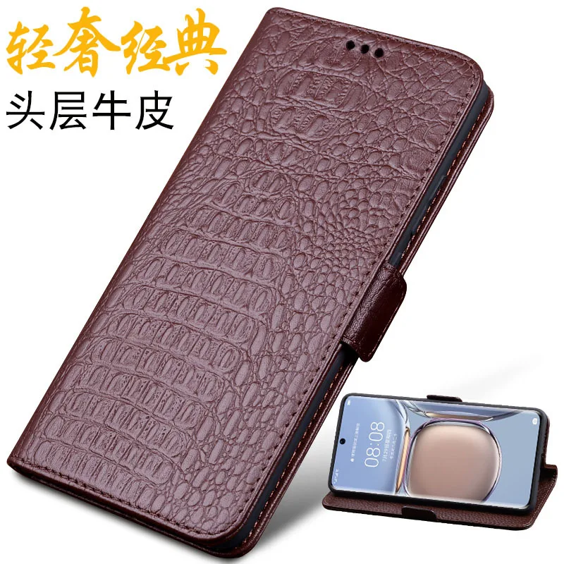 Hot Sales New Luxury Lich Genuine Leather Flip Phone Case For Vivo T1 T1x Real Cowhide Leather Shell Full Cover Pocket Bag