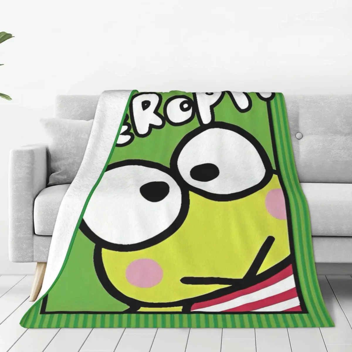 Funny Keroppi Blanket Quality Warm Soft Throw Blanket Autumn Camping Home Decor Pattern Bedspread