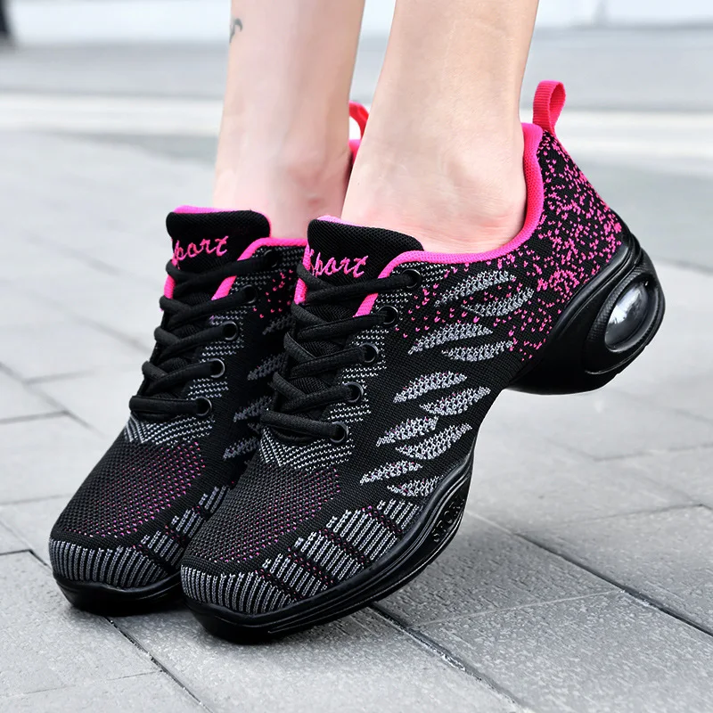2024 Sneakers Dance Shoes For Women Flying Woven Mesh Comfortable Modern Jazz Dancing Shoes Girls Ladies Outdoor Sports Shoes