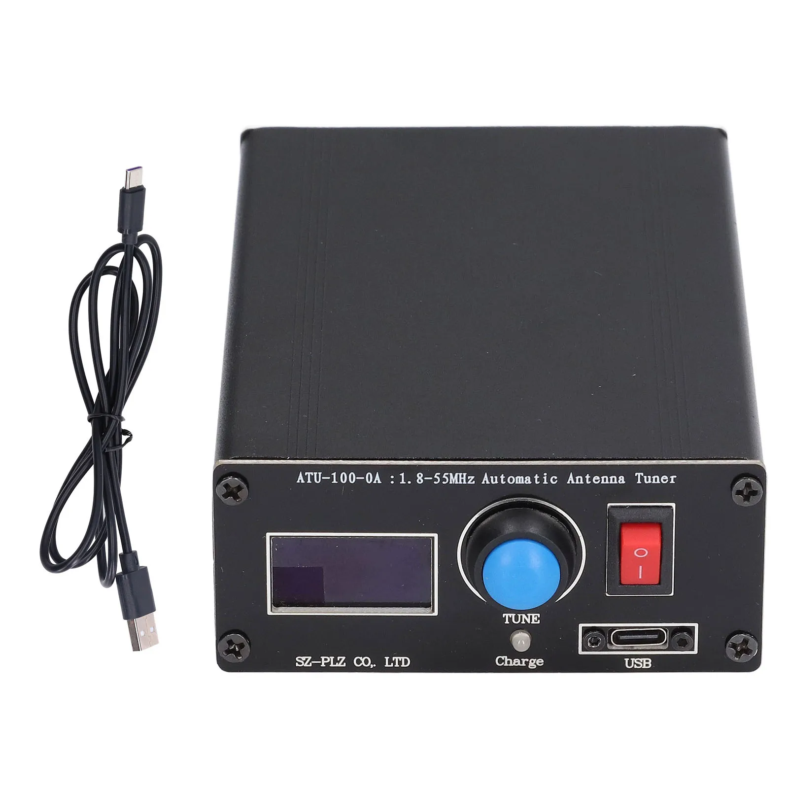 ATU‐100 موالف هوائي تلقائي 1.8-55 ميجا هرتز موالف هوائي صغير USB شحن موالف هوائي الراديو شاشة عرض 0.96 بوصة