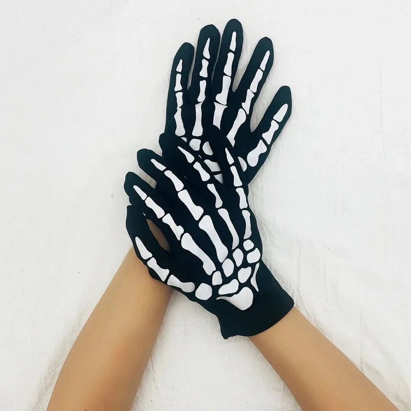 1 para rękawiczek Halloween kobiece rękawiczki moda męska Horror czaszka pazur kość szkielet Goth wyścigi Wintermar Streetwear Decor