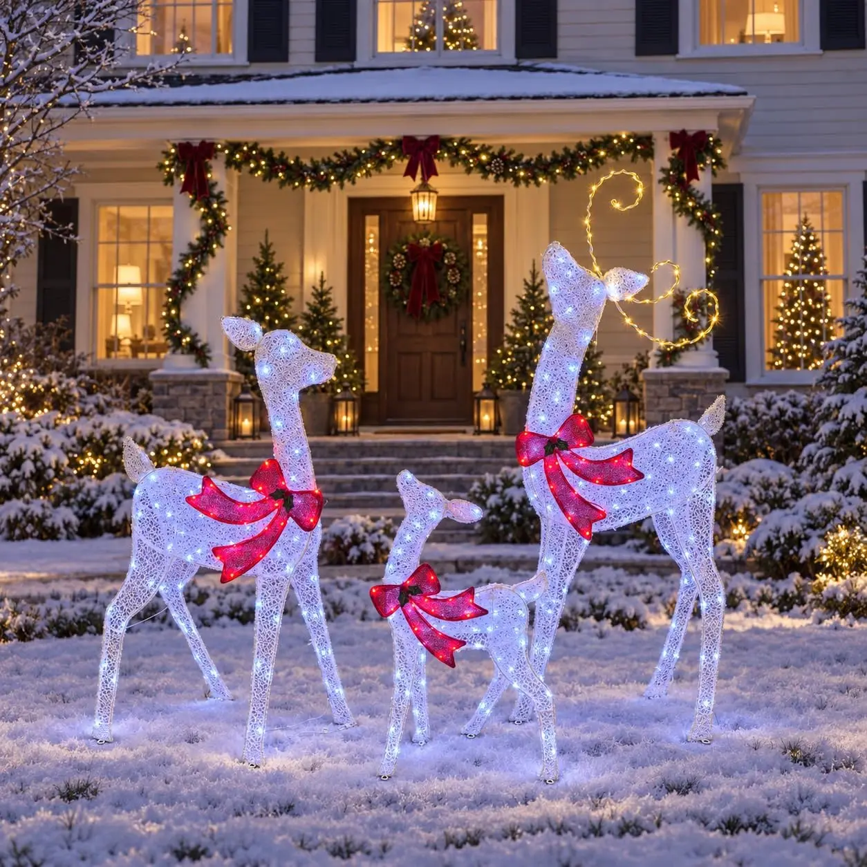5.2FT Lighted Christmas Reindeer Family, 3-Piece Outdoor Yard Decoration