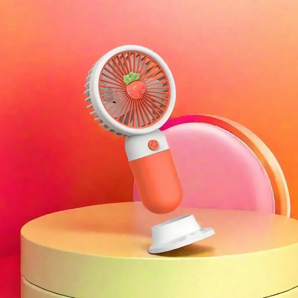 Portable handheld small fan cute color collision with cell phone holder student gift desktop usb charging fan