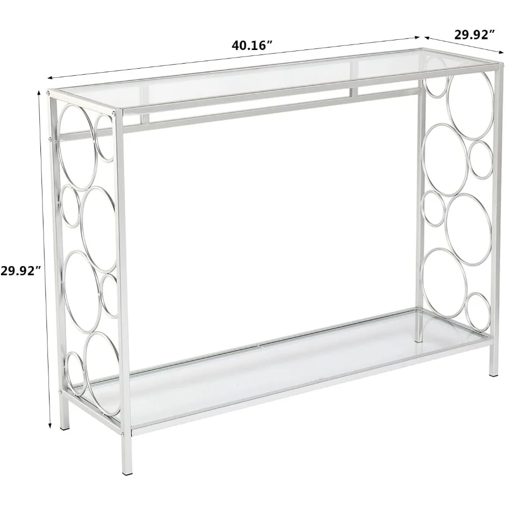 طاولة أريكة زجاجية شفافة معاصرة، وحدة تحكم مدمجة للمدخل، طاولات بهو حديثة، أثاث زجاجي لغرفة المعيشة والممر