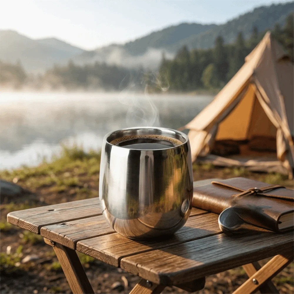 Rustless Steel Anti-scald Cup Multisize Polished Inner Wall Beer Mug Anti-scald Structure Thickened Portable Container