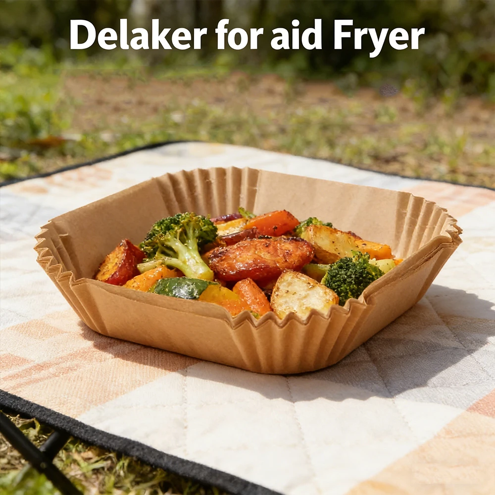 Air Fryer 50/100PCS Bakeware Disposable Paper Tray Non-Stick Mat Oil-proof Liner Non-Stick Mat for Kitchen Oven Baking Paper