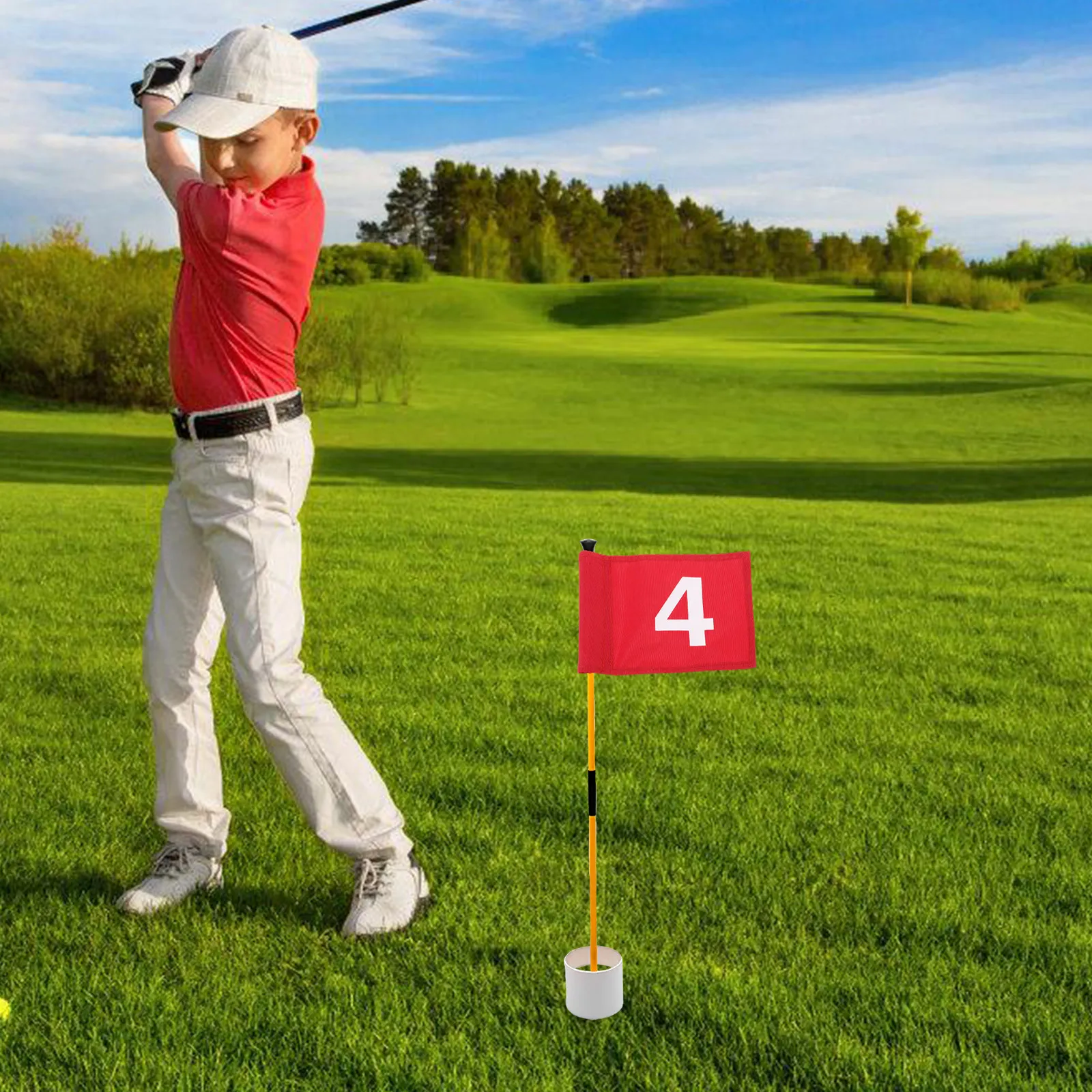 Golfing Training Flag Numbered Durable Nylon Portable Practice Putting Golf Flag Course Supply Golfing Tool Small Golfs Bag