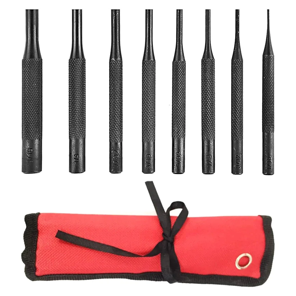 8 Pieces Professional Roll Pin Punch Set Punch Tool Soild End for Woodwork/Machinery/Gunsmith/Repairs and Crafts