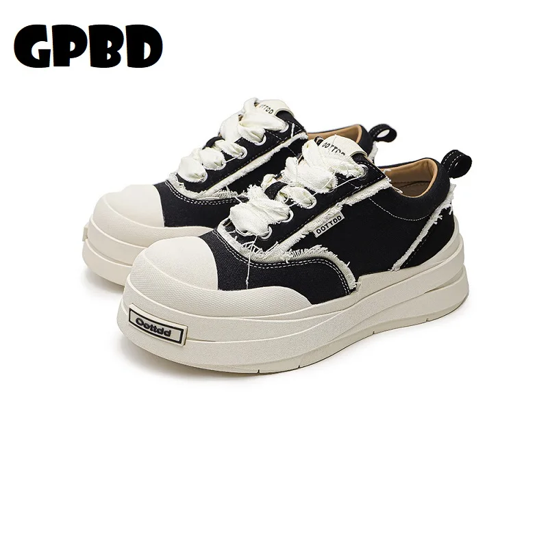 

GPBD Thick-soled Elevated Design Canvas Platform Shoes for Men and Women Suitable for 2025 Autumn Casual and Trendy Casual Shoes