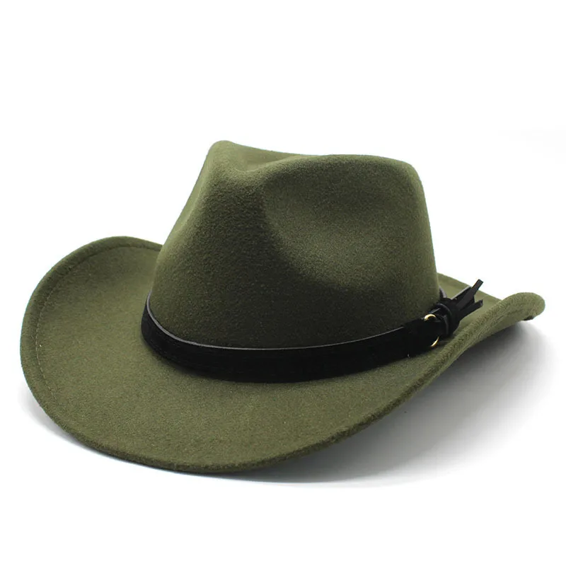 

European And American New Western Denim Woolen Jazz Top Hat Fashion Concave Shape Men And Women Felt Fedora Hat