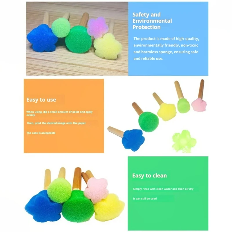 A2BB Children Painting Tool Set With Soft Sponge Rollers And Foam Stamper Sponge Painting Brush For Doodling Wall Decoration