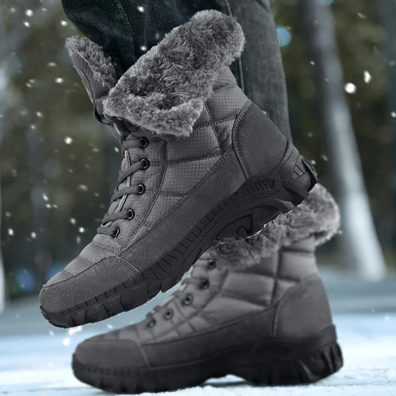

Fashionable High Top Sports Shoes Stitched Men's Shoes Winter High Top Boots Lace Up Ankle Boots Thick Non Slip Sole Shoes 2025