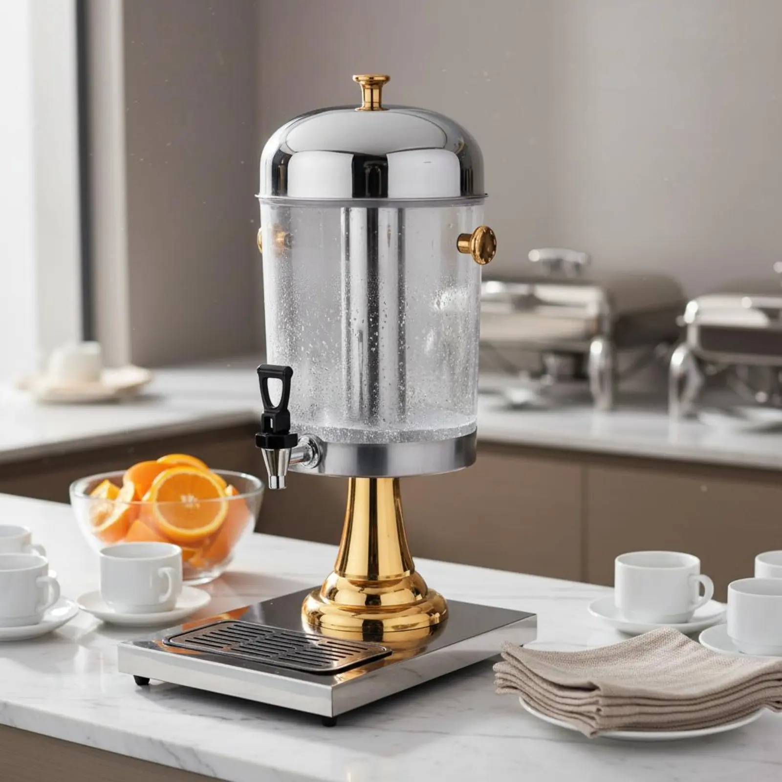 Buffet Beverage Dispenser Food-Safe Material Transparent Beverage Container Ice Center Drink Dispenser Easy to Clean