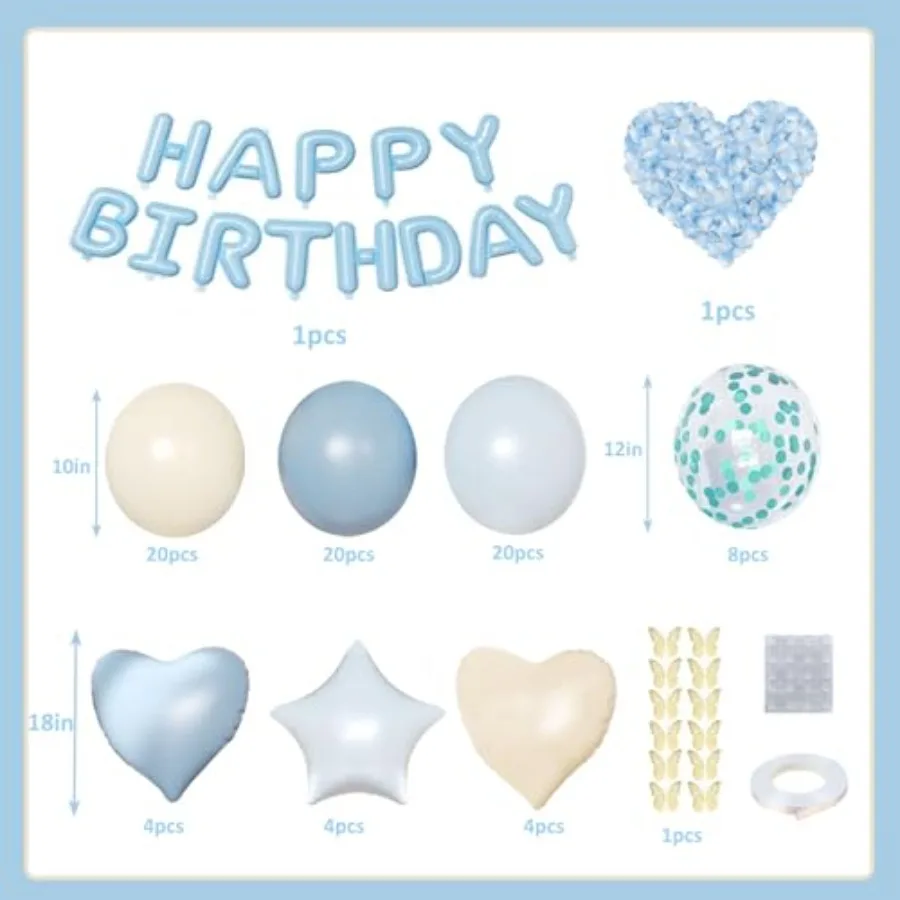 مجموعة بالونات زينة عيد الميلاد السعيدة الزرقاء، بالونات ديكور الحفلات مع رقائق قصاصات بيضاء لعيد الميلاد السعيد والرمل الأزرق المغبر #6