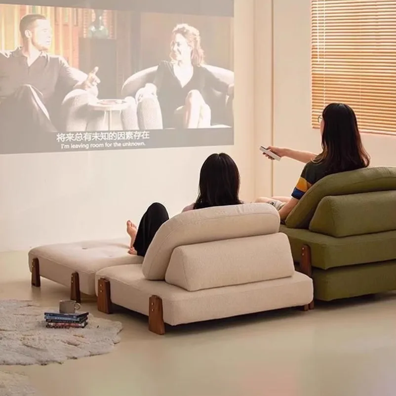 Small Apartment Living Room with Fabric Modular Sofa, Free Combination of Tofu Block Segmented Sofa