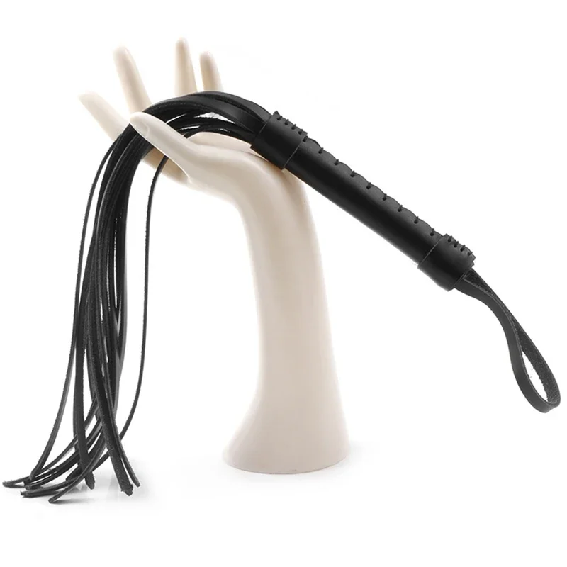 49CM Real Leather Horse Whip, Horse Training Leather Whips, Leather Covered Handle