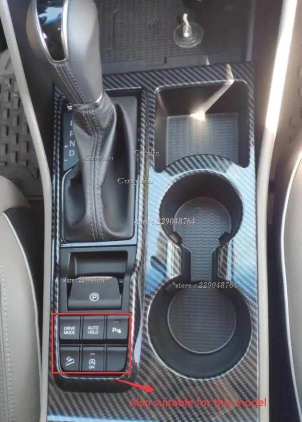 LHD RHD For Hyundai Tucson 2019 2020 Carbon Fiber Interior Gear Shift Water Cup Cover Trim Window Switch Cover Trim Accessories