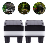 2 Pcs Square Plastic Solar Post Lights Outdoor Waterproof Fence Walkway Garden Lighting Path Lights Deck Lights Landscape