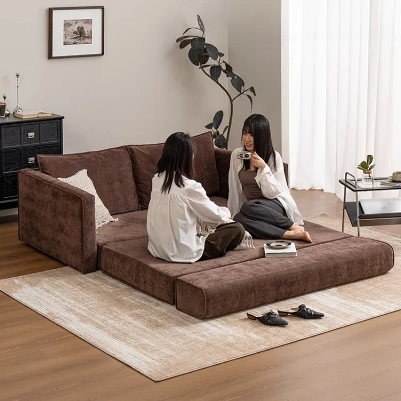 Cloth Sofa Bed Vacuum Compressed Coffee Color Lounge Folding Sofa Bed Seat Armchair Lazy Designer Couch Living Room Furniture