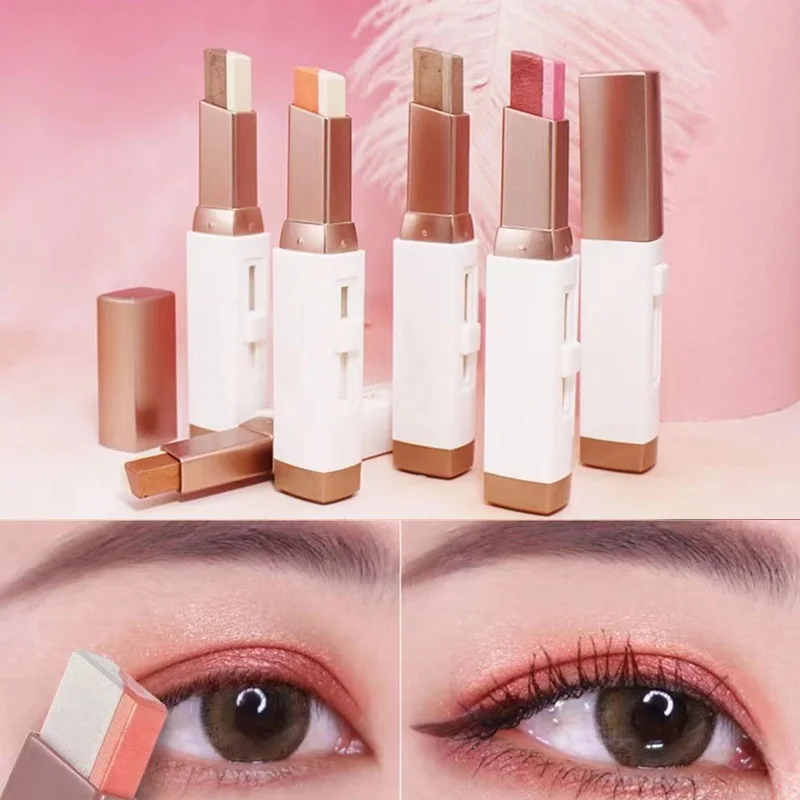 Zweifarbige Glitzer Lidschatten Stick matt Lidschatten Make-up wasserdicht zweifarbig schimmern Kosmetik Schönheit Make-up-Tool