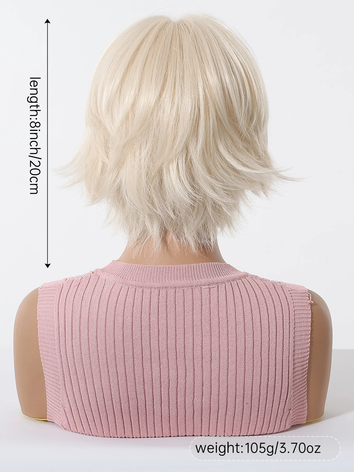 ALAN EATON Platinum Blonde Short Wig With Bangs Layered Shag Cut Synthetic Hair Heat Resistant Fiber Cosplay Party Wigs For Girl