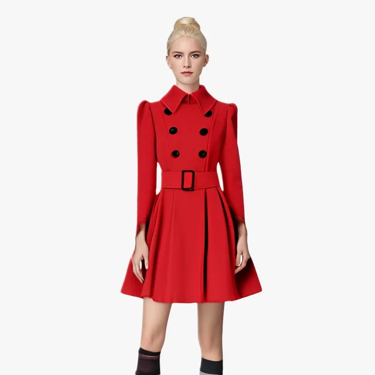 [European size] European and American coats, women's style slim-fitting long women's woolen coats, belts, woolen coats, women's