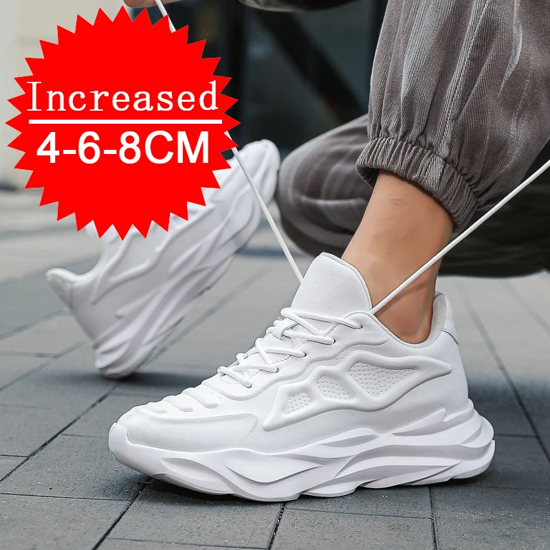 New Invisible Height Increasing Shoes For Summer Genuine Leather Shoes Breathable Mesh Casual Fashion Sport Platform Shoes 37-44