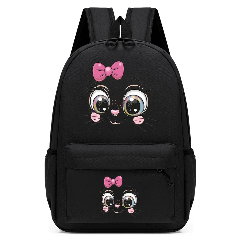 Sac à Dos d'École Maternelle pour Enfant, Cartable Kawaii avec Visage de Chaton de Dessin Animé Mignon, pour Garçon et Fille