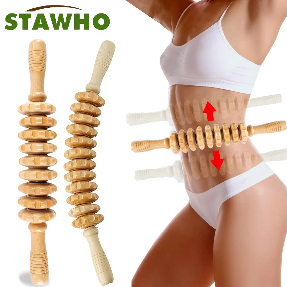 Curved Wooden Massager Roller for Body Shaping