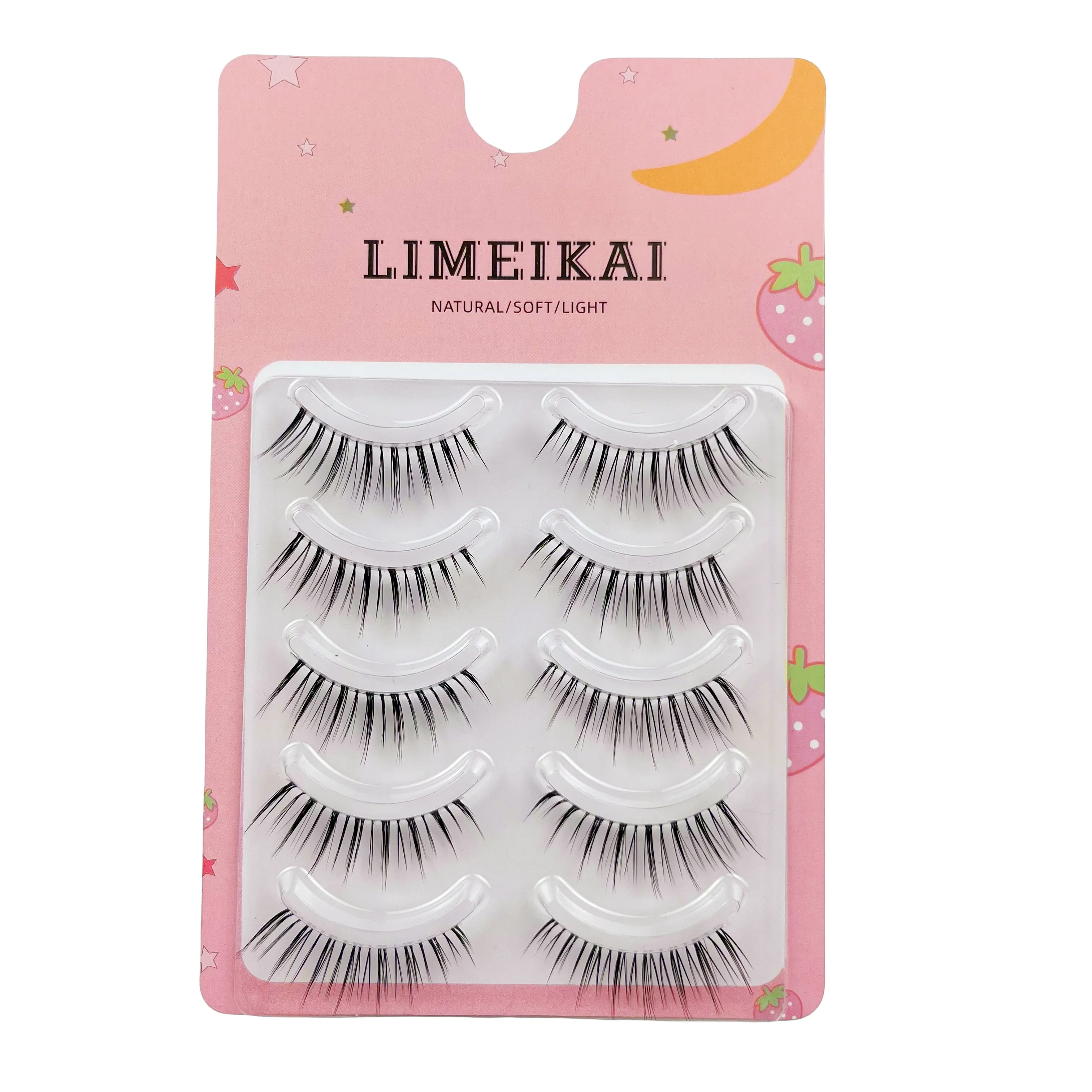 Sztuczne rzęsy są naturalne i wygodne, w kształcie kreskówkowym, cienkie i przezroczyste.