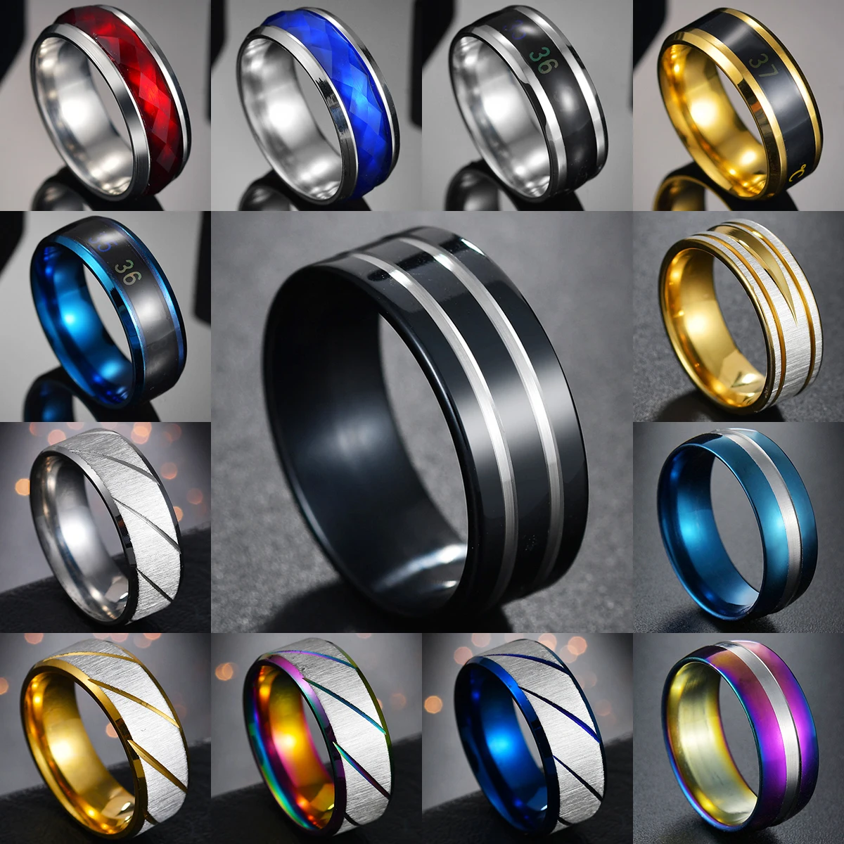 Punk Trendy New Black Color Ring Men\'s Jewelry Wedding Bands Classic Boyfriend Annivesary Gift Wholesale